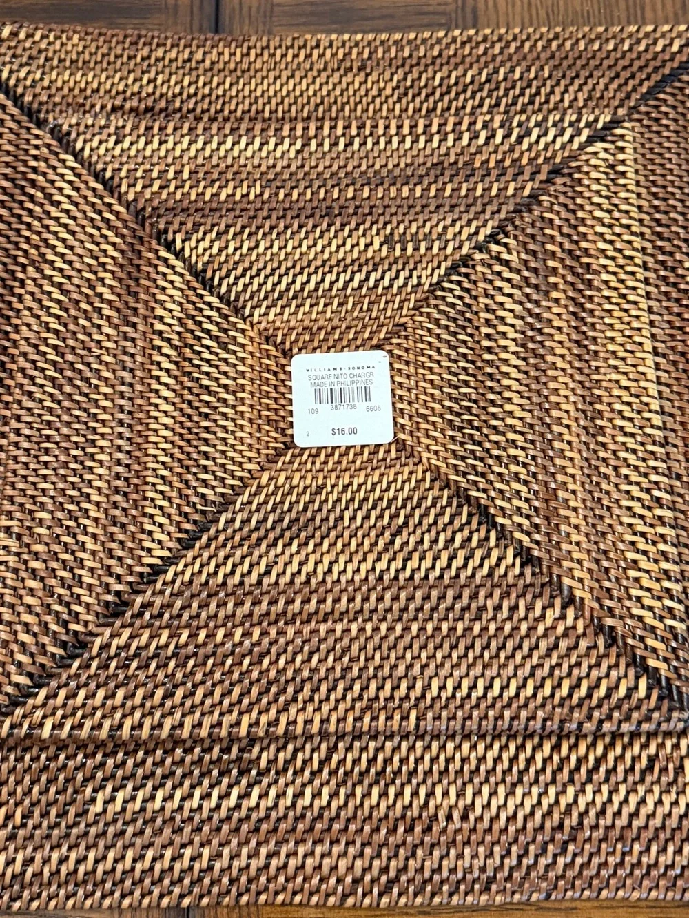 Williams Sonoma Brown Woven Rattan Square Placemats